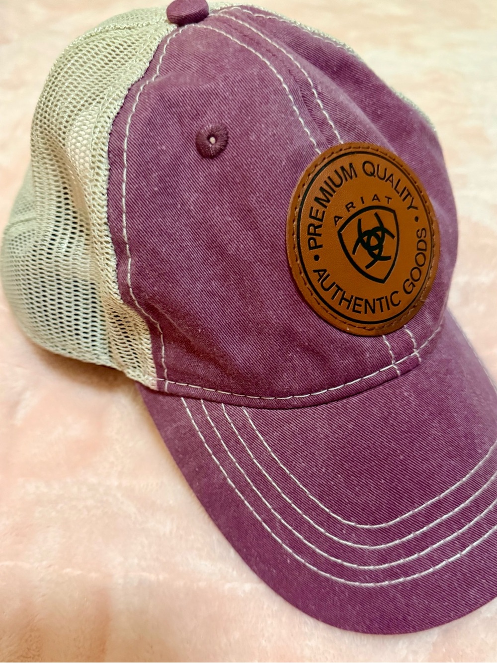 Ariat Plum Front Cream Mesh Back Trucker Hat